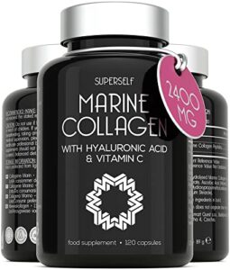 Marine Collagen Capsules 2400mg - Collagen Tablets with Hyaluronic Acid & Vitamin C - High Strength Collagen Supplements for Women & Men - 120 Capsules - Premium Collagen Complex for Skin Joints Hai