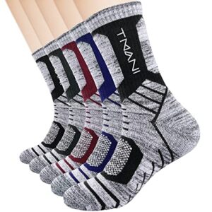 RUIXUE Mens Thermal Socks 5 Pairs Athletic Socks Breathable Cushion Crew Socks Outdoor Multi Performance Walking Hiking Trekking Running Socks