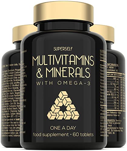 Multivitamins and Minerals with Omega 3 - Multivitamin Tablets for Men & Women - Adult Multi Vitamins with 100% Daily Dose of Iron