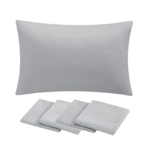 Aisbo Housewife Pillowcases 4 Pack - Light Grey Standard Pillow Case Set of 4