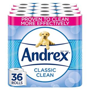 Andrex Classic Clean Toilet Rolls - 36 Toilet Roll Pack - Bulk Buy Toilet Rolls - Unbeatable Clean Toilet Rolls with Unique 3D Wave