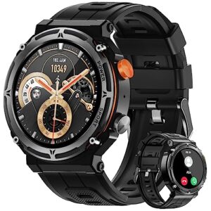 VIRAN Smart Watch Military for Men Answer Make Calls Voice Assistant 5ATM Waterproof Rugged Smartwatch 100 Sports Modes Heart Rate Blood Oxygen Fitness Tracker Tactical Smartwatch for iOS Android