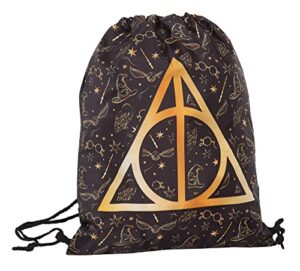 Harry Potter Drawstring Bag Kids Deathly Hallows PE Kit Trainer Gym Bag Swim Bag School Backpack