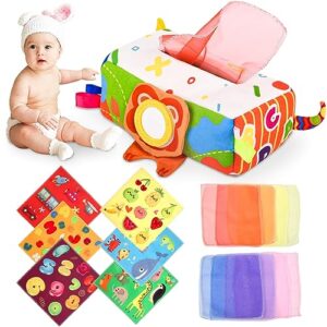 Baby Toys 0-6 Months - Baby Tissue Box Toy - Sensory Toys for Babies