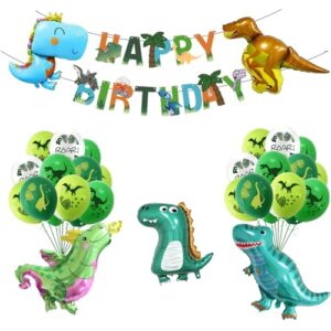 Afritee Dinosaur Balloons Set-50PCS Dinosaur Balloon Birtyday Decoration for Boys Girls Giant Dinosaur Foil Balloon Happy Birthday Banner Jungle Theme Animals Deco Baby Shower Decorations Supplies