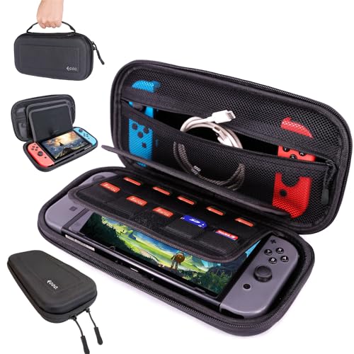 Egoo - Hard Shell Carrying Case for Nintendo Switch/Switch OLED Water Resistant Protective Case with 20 Game Storage for Switch