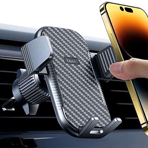 LISEN Car Phone Holder [2023 Upgrade] Air Vent Phone Holder for Cars [Never Slip & Fall] Super Stable Car Phone Mount Compatible with All Phones