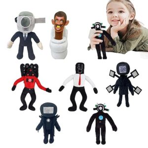 Pack of 7 Skibidi Toilet Plush | Skibidi Toilet Plush Toy | Skibidi Toilet Speakerman Bosses Plush Doll | Skibidi Toilet Game Cartoon Plush Doll | Stuffed Dolls Collection For Boys Girls Fans