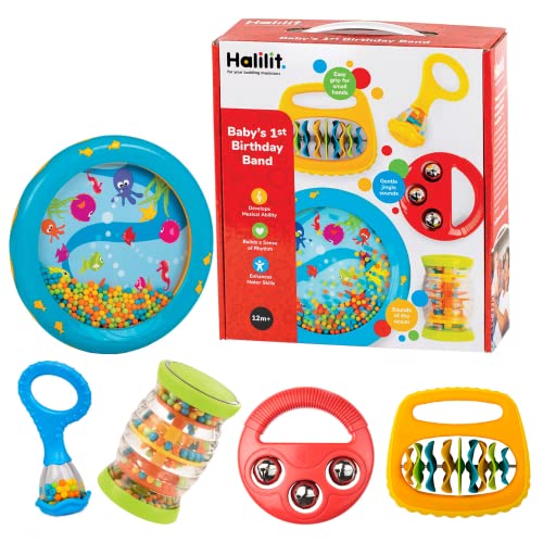 Halilit Baby's First Birthday Band Musical Instrument Gift Set. Includes Ocean Drum