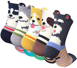 Chalier Cozy 5 Pairs Women Socks Funny Cute Animal Ladies Socks Cat Dog Socks Gifts for Women