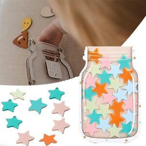 EHOTER Reward Jar with Stars Magnetic Reward Jar for Classroom Board Reward System Behavior Chart Tokens Potty Training Good Habit & Behavior Management Tool Gift for Kids Son Daughter (A-Color Star)