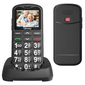 Tosaju 2G Big Button Mobile Phone for Elderly Unlocked Dual Sim Free Easy to Use Pay as You Go Senior Mobile Phones 1.77" LCD Display SOS Button 800 mAh Battery Black