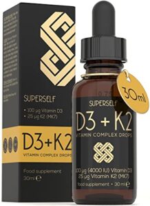 Vitamin D Drops - Vitamin D3 K2 Liquid Supplement for Adults - High Strength Vitamin D 4000 IU & Vitamin K2 25mcg Dose - 30ml 600 Drops - Vitamin D Liquid 1000IU per Drop - Vegetarian - Natural Orange