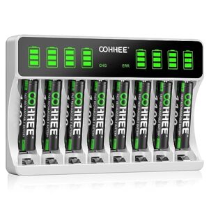 OOHHEE Battery Charger with 8 x AAA Batteries