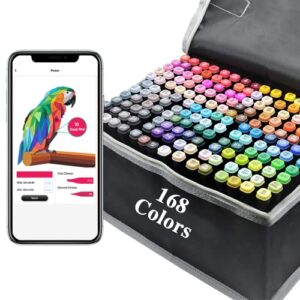 Vokiuler Alcohol Markers-168+2 Colored Marker Set with Colouring APP