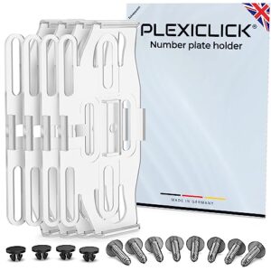 PLEXICLICK® ORIGINAL License Plate Holder for Cars - Frameless Invisible - Transparent - Universal Number Plate Holder - For UK 3mm Frames