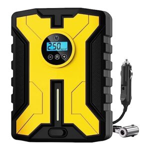 EZIO’S Digital Tyre Inflator 12V DC - Portable Air Compressor Car Tyre Pump with 3 Nozzles - Tyre Inflator with LCD Display - Auto Shut-Off Air Compressor for Cars