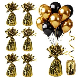 Osckey 6 x Gold Balloon Weights AND Ribbon Ideal for Gold Balloons Wedding Balloons Christening Balloons Congratulations Balloons Gold Decorations and all Balloons Gold – UK Brand (Gold)