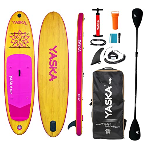 10.6ft Inflatable Stand Up Paddle Board- SUP Board for All Skill Levels with SUP Accessories & Fiberglass Paddle