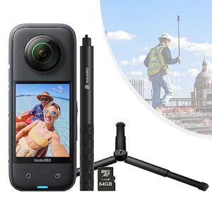 Insta360 X3 360 Degree Action Camera SURVEY Kit inc: Invisible Selfie Stick + Tripod + 64GB