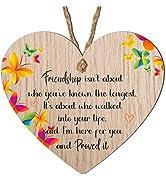 Pixie's Gifts Oak Veneer Printed Heart (10cm x 9cm) - 'Good Friends are Like Stars' - Inspiration...