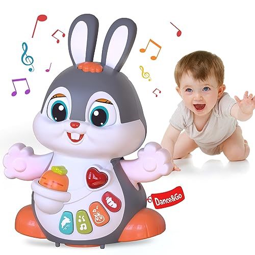 Yerloa Musical Bunny Crawling Toys for 6-12 Month Baby Dancing Music Light Baby Toys
