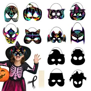 12 Pack Rainbow Scratch Art Game Masks