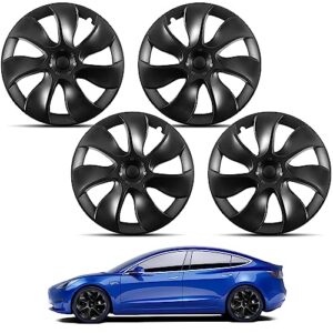 YBIZ Wheel Covers Hubcaps 19 Inch 4PCS for Tesla Model Y 2020-2023 Matt Black Blade Style Protection Hub Caps