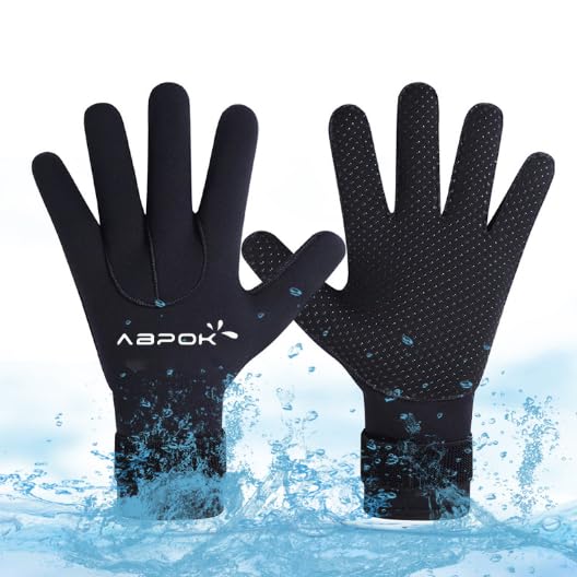 ABPOK 3mm Neoprene Diving Gloves Thermal Swim Anti-slip Gloves wear-resistant Gloves Water Sports for Men Wome
