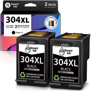 Smart Ink Remanufactured Ink Cartridge Replacement for HP 304XL 304 XL (2 Black Combo Pack) use with DeskJet 2630 2600 2632 2635 2620 3700 2622 3720 2633 2634 Envy 5020 5000 5032 5010 5030 Printe