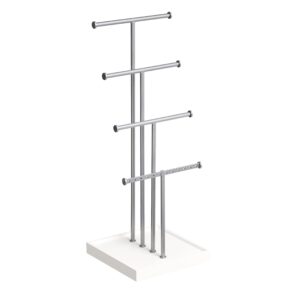 Amazon Basics Four - Tiered Jewellery Tree Stand - White/Nickel