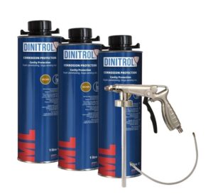 WOL DINITROL ML RUST PROOFING CAVITY WAX 1LITRE 3 UNITS + SPRAY GUN BOX SECTION DOOR DIN1