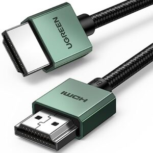 UGREEN HDMI 2.1 Cable 8K 4K 1440P 120/144/165/240Hz eARC Dolby Atmos Vision HDR VRR 48Gbps Ultra High Speed HDCP 2.3 Thin Slim Lead Compatible with PS5 Xbox Series X Laptop PC TV Soundbar Monitor(3M)