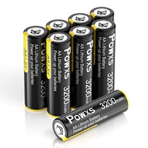 POWXS AA Lithium Batteries 8 Pack 1.5V Lithium Iron Double A Batteries 3200mAh Super Capacity for Blink Camera