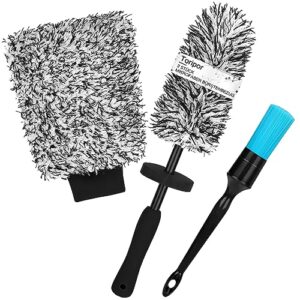 Microfiber Wheel Cleaning Brush Kit with Car Detailing Brush & Wash Mitt