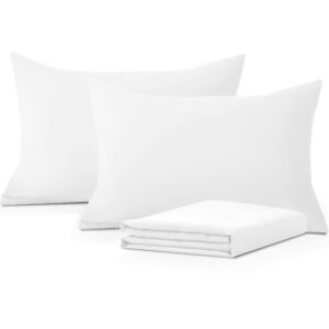 Moonlight Bedding Pillow Cases 2 Pack – White Pillowcases Envelope Closure Super Soft Brushed Microfiber Standard House Wife Pillow Covers