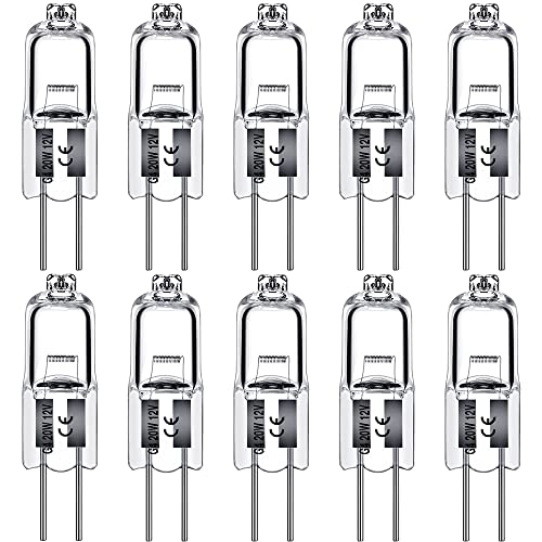 G4 Halogen Light Bulbs 20W 12V Clear Capsule 2 Pin Lamp Bulb Halogen Pin Base Warm White Dimmable 10 Pack            [Energy Class G]