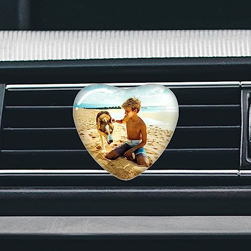 Personalized Crystal Car Air Freshener with Your Photo Text - Customized Car Air Purifier Scented Crystal Clips for Car Interior Decoration Fragrance