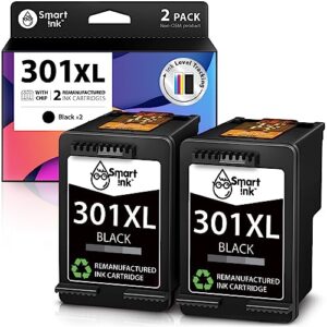 Smart Ink Remanufactured Ink Cartridge Replacement for HP 301XL 301 XL (2 Black Combo Pack) use with Envy 4500 4504 5530 DeskJet 2540 3050 2510 1510 1000 1050 2050 3050A Officejet 2620 2622 463