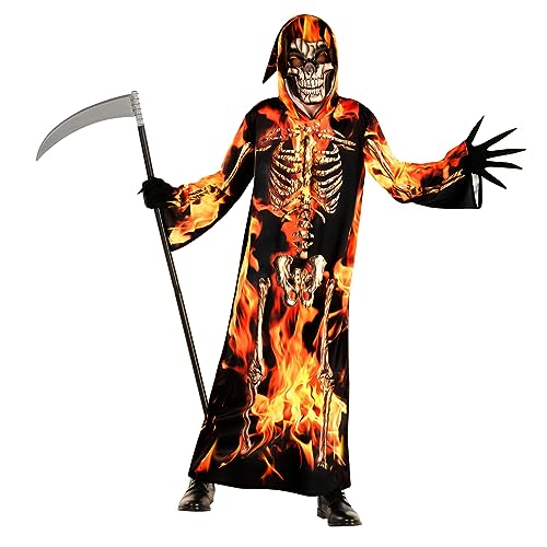 Morph Boys Fire Grim Reaper Halloween Costume Child Reaper Costume - Scary Costumes for Kids - Grim Reaper Costumes For Boys