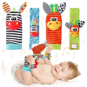 TOYESS Foot Finders & Wrist Rattles for Newborns Sensory Developmental Texture Toys