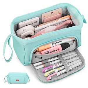 Mamowla Large Pencil Cases for Girls Super Big Case Women Zipper Smoothy Pen Pouch Holder Stationery Organizer Duarable School Teenage Boys Blue