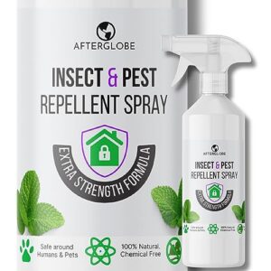 Afterglobe Insect Repellent Spray for Home - Extra Strength Peppermint Spider and Pest Deterrent 100% Natural Safe for Humans and Pets 250ml Bottle + 50ml Non-Toxic Concentrate to Refill Bottle Twice