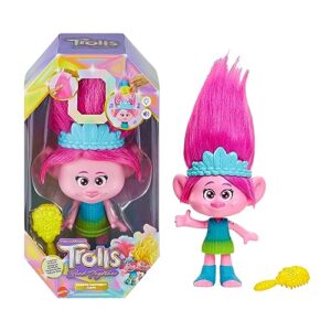 DreamWorks Trolls Band Together Rainbow HairTunes Queen Poppy Doll & Crown Accessory with Light-Up Hair