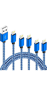 5Pack iphone charger Blue and White