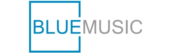 BlueMusic logo with radio in the background