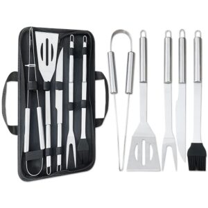Liujiami 5Pcs Professional BBQ Tools Set with Storage Bag - Thickened Stainless Steel BBQ Accessories Set - Spatula