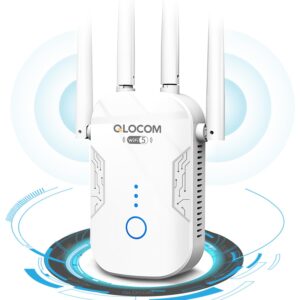 QLOCOM 2024 Newest WiFi Booster Range Extender 1200Mbps WiFi Extender Booster Dual Band 5GHz & 2.4GHz Wireless Internet Booster/Hotspot with Wider Coverage