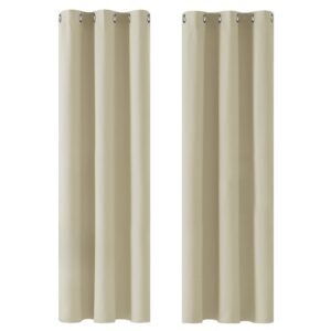 Deconovo Super Soft Window Treatments Thermal Insulated Blackout Curtains Eyelet Curtains for Nursery Beige 42 x 72 Inch 2 Panels