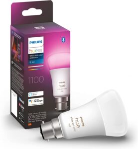 Philips Hue White & Colour Ambiance Single Smart Bulb LED [B22 Bayonet Cap] - 1100 Lumens (75W equivalent). Works with Alexa